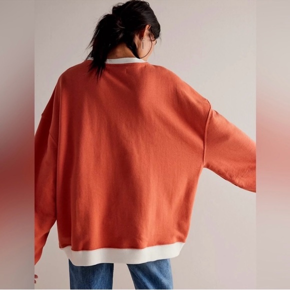 NWT Free People Classic Crew Colorblock Sweatshirt In Warmstone Combo - Picture 4 of 5